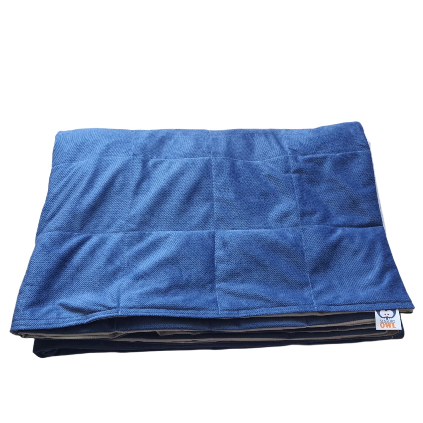 150x200cm, Grey Cotton & Navy Blue Velvet Weighted Blanket, 8kg