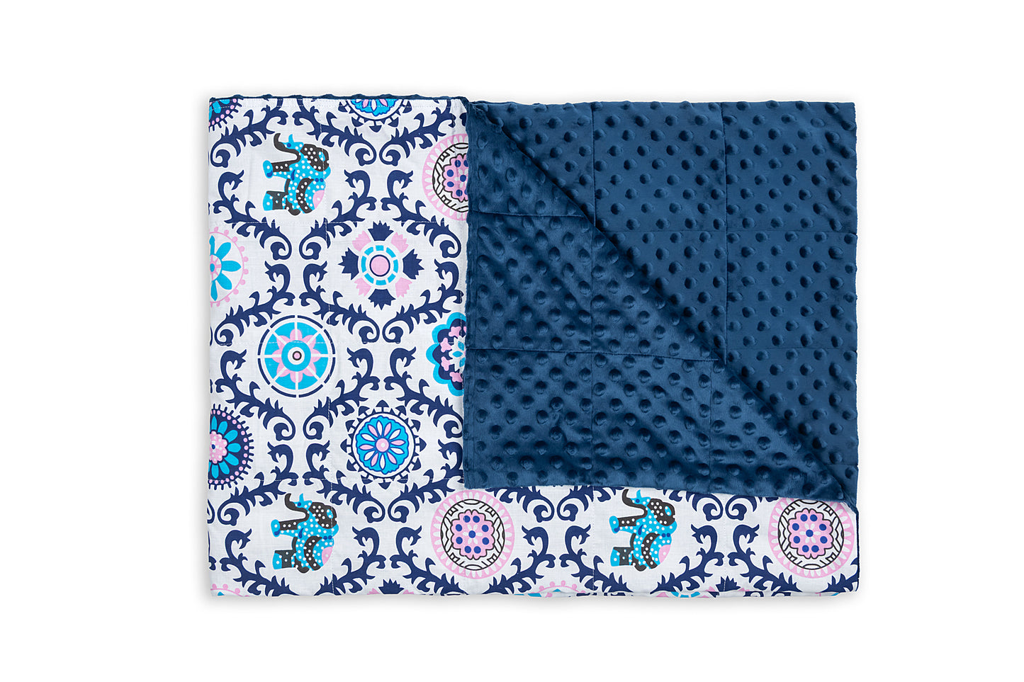 MANDALA WEIGHTED BLANKET navy backing plush