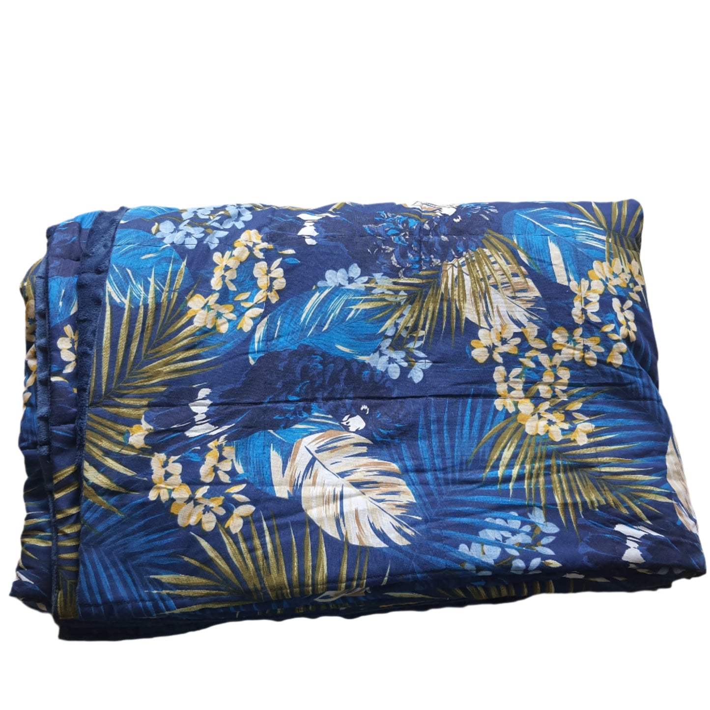 135x200cm, Blue Exotic Jungle & Cobalt Plush Weighted Blanket, 8.5kg