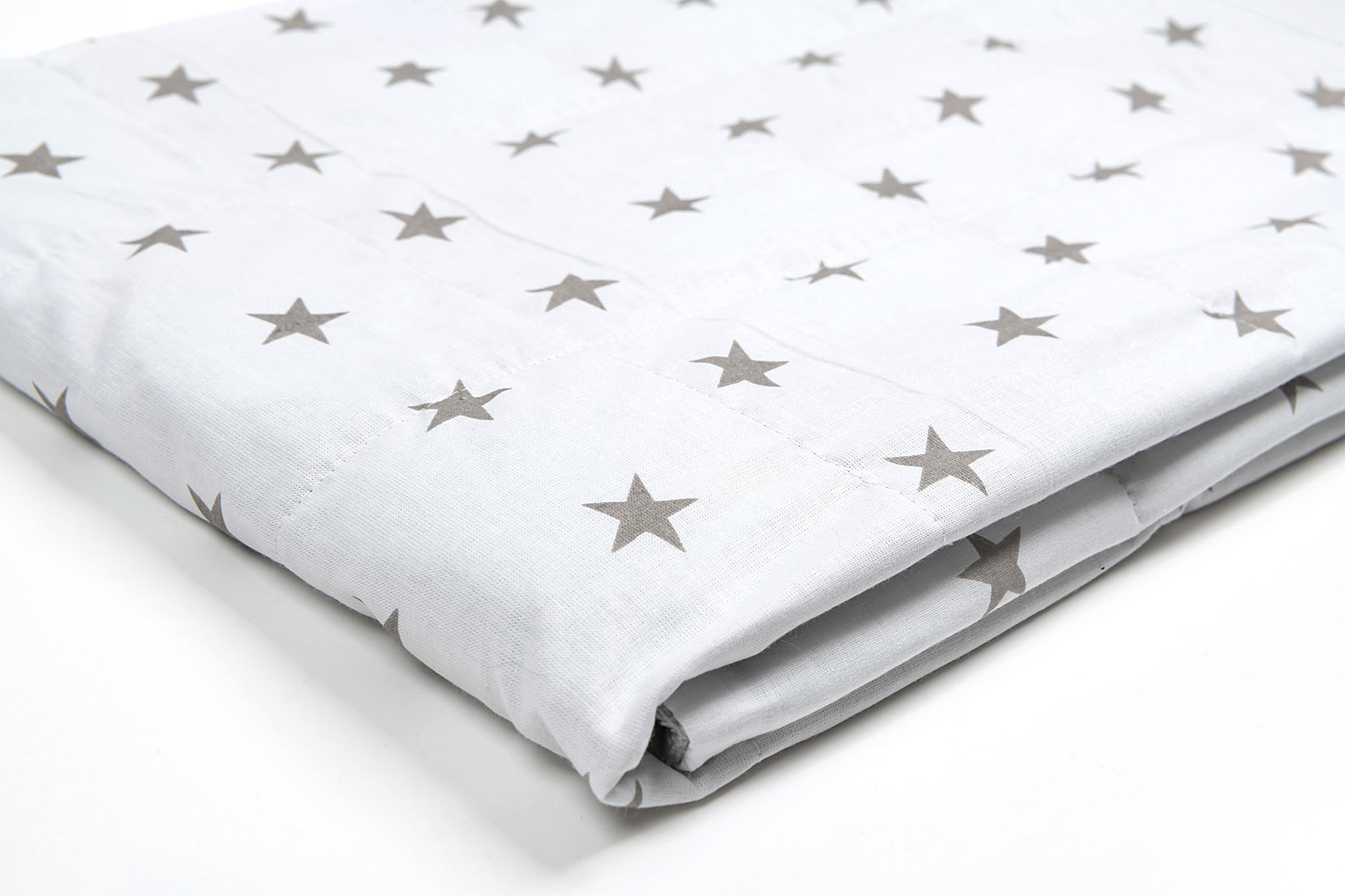 GREY STARS WEIGHTED BLANKET close up to the print