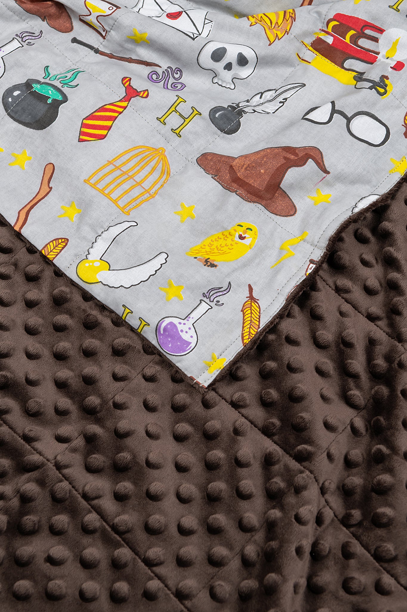 weighted blanket with plush side facing up