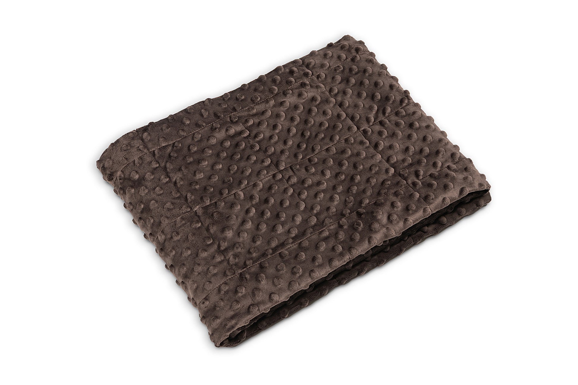 Folded brown textured blanket on a white background