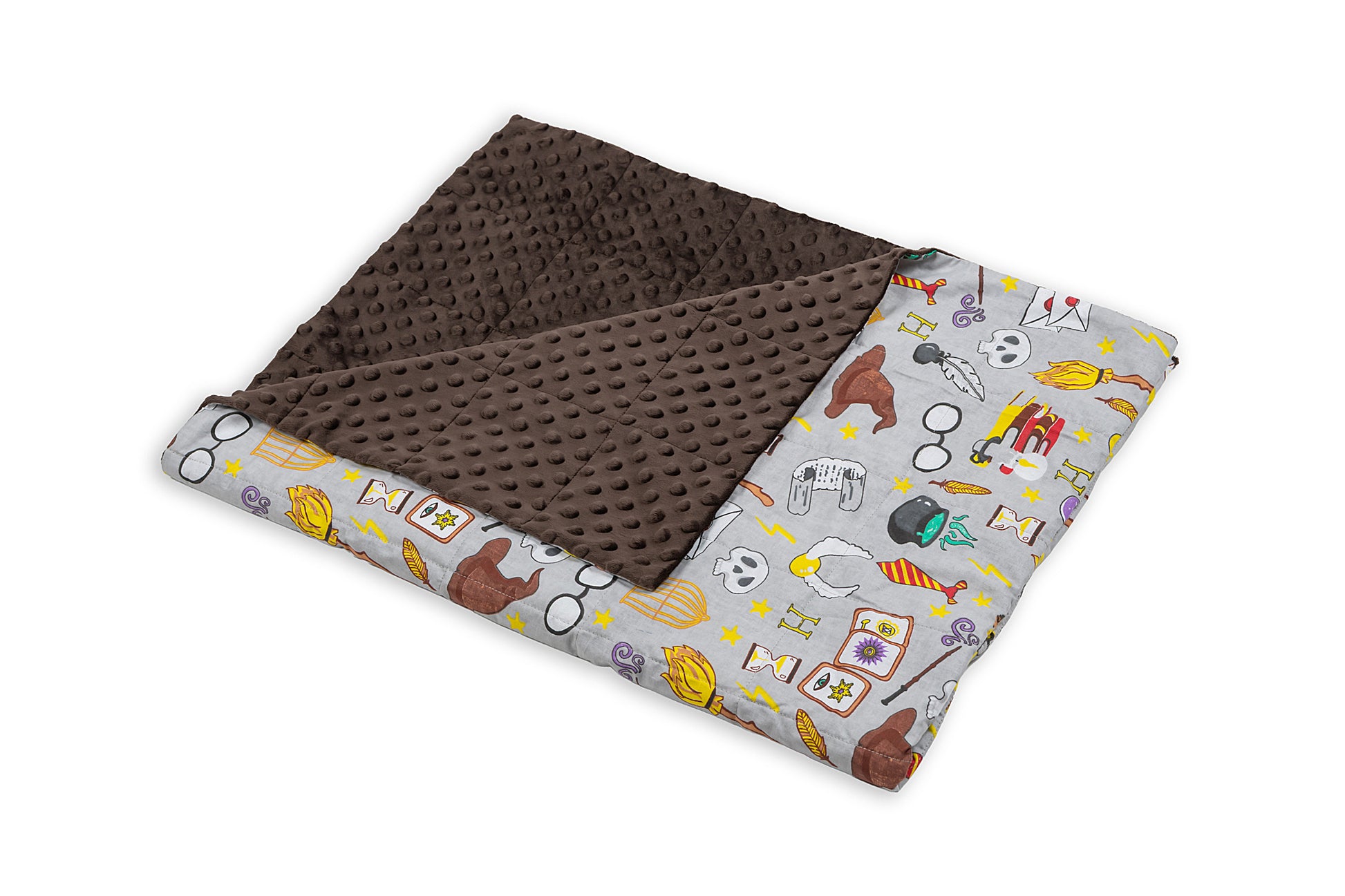 school of magic cotton print weighted blanket with the plush backing