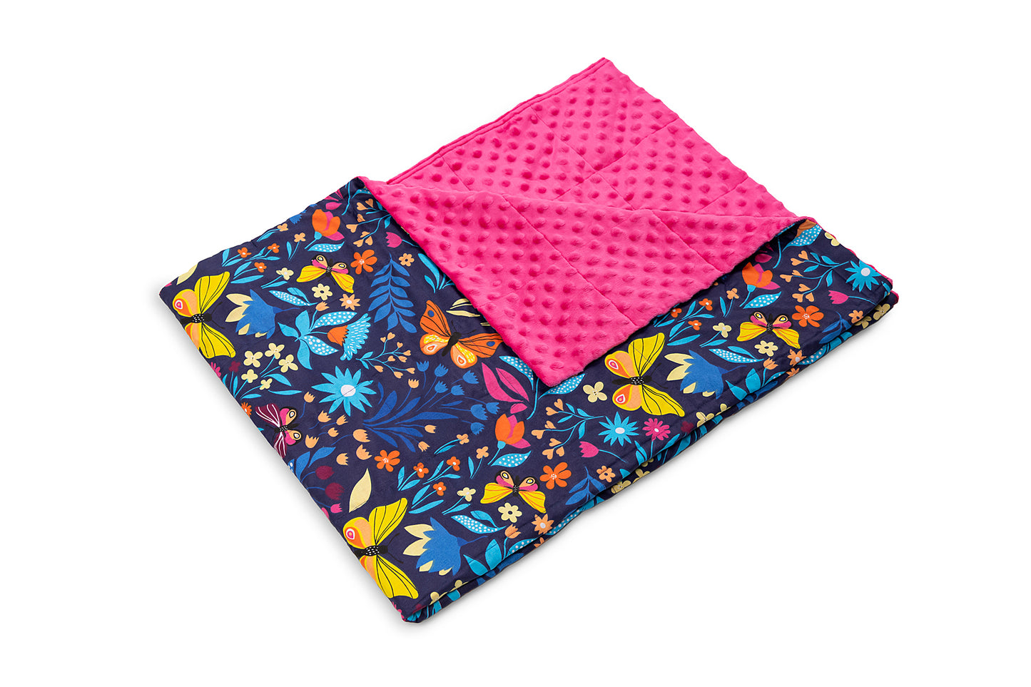 SUMMER MEADOW COTTON TOP WEIGHTED BLANKET corner open with plush 