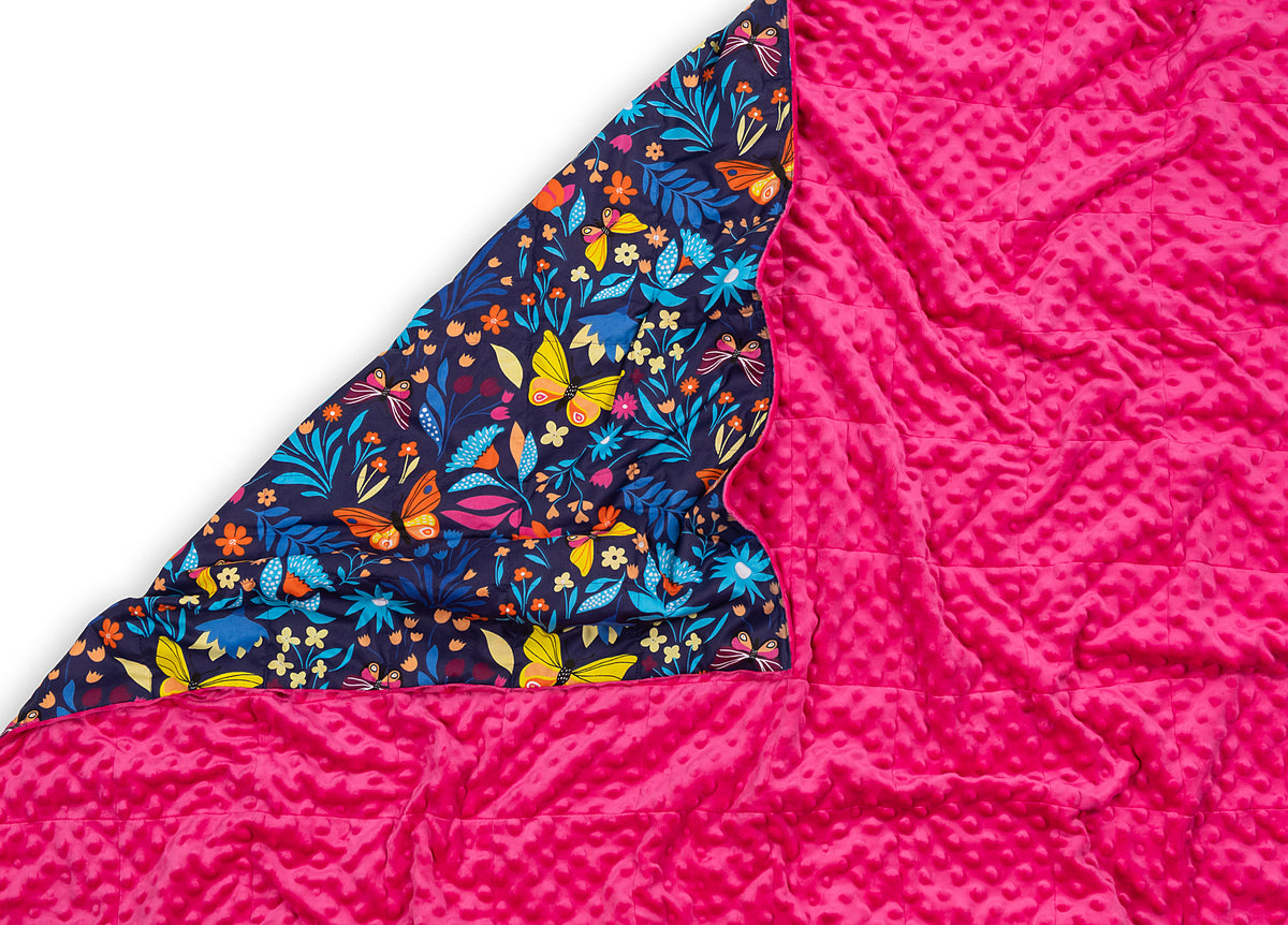 Summer Meadow & Fuchsia Plush Weighted Blanket