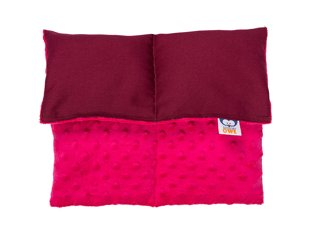 Plush Comfort Weighted Lap Pad in maroon and pink colour