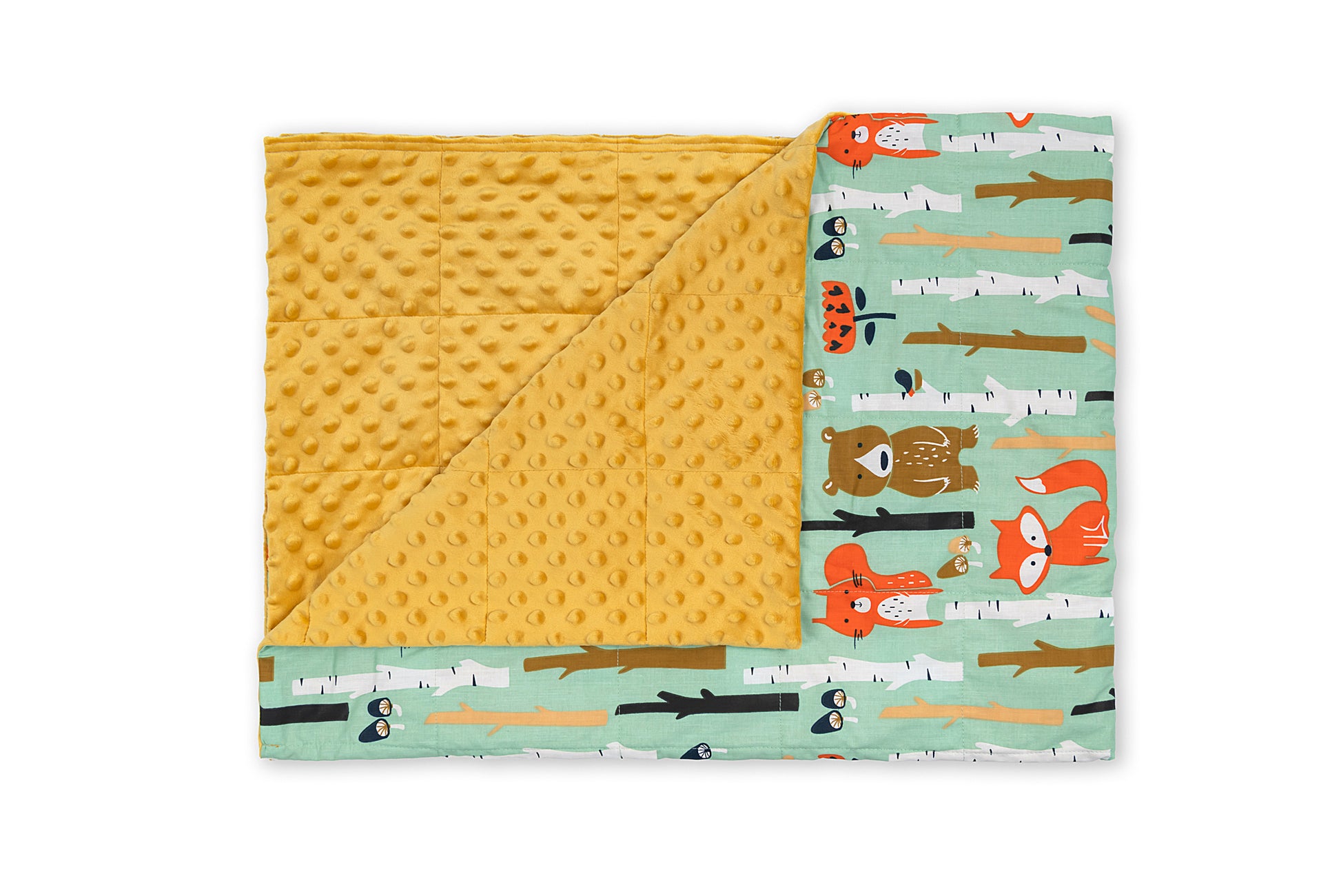 woodland animals cotton weighted blanket with minky backing