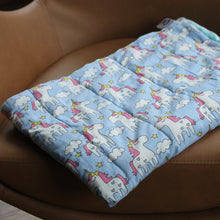 Load image into Gallery viewer, Unicorn Cotton &amp; Blue Minky Weighted Blanket