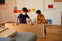 Load image into Gallery viewer, two boys playing with good wood ladder/ slider in natural colour