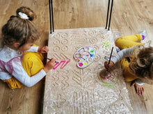 Load image into Gallery viewer, two girls painting good wood sensory platform using paints
