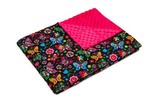 Load image into Gallery viewer, BUTTERFLIES WEIGHTED BLANKET WITH FUCHSIA MINKY BACKING \ SENSORY OWL